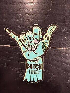 Dutch Bros Teal and Cream Shaka Hand Decal